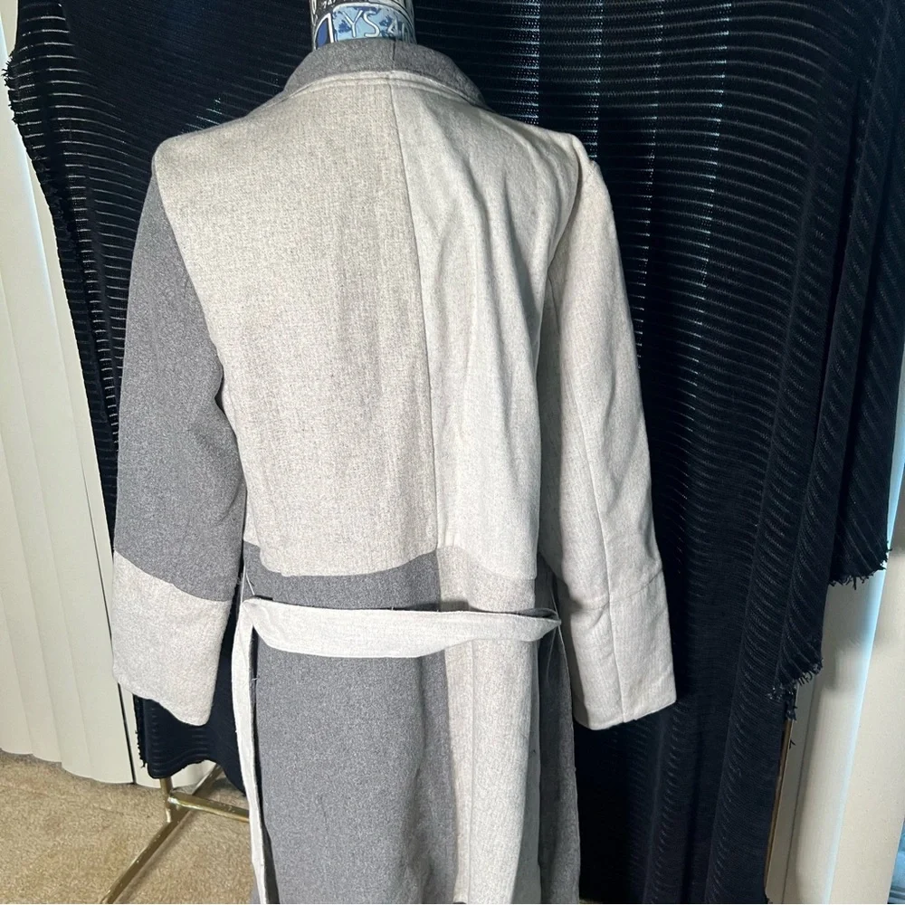 Alfani Wool Blend Colorblocked Wrap Coat - L/XL, Gray - Picture 4 of 11